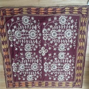 Pottery Barn Burgundy Throw with Gold Embroidered Accent